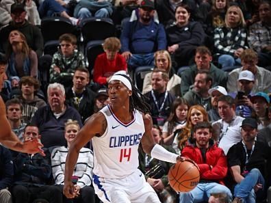 SALT LAKE CITY, UT - DECEMBER 8: Terance Mann #14 of the LA Clippers dribbles the ball during the game against the Utah Jazz on December 8, 2023 at vivint.SmartHome Arena in Salt Lake City, Utah. NOTE TO USER: User expressly acknowledges and agrees that, by downloading and or using this Photograph, User is consenting to the terms and conditions of the Getty Images License Agreement. Mandatory Copyright Notice: Copyright 2023 NBAE (Photo by Melissa Majchrzak/NBAE via Getty Images)