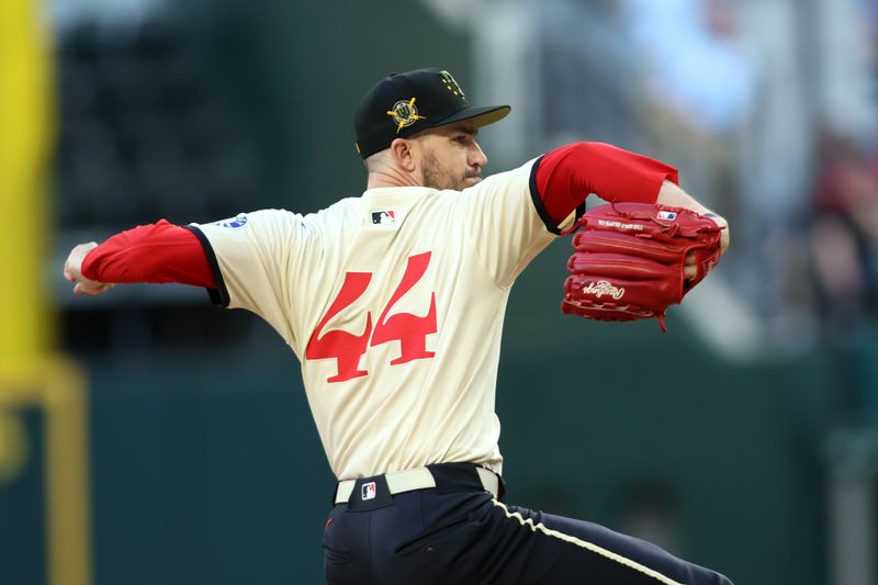 May 17, 2024; Arlington, Texas, USA;  Texas Rangers pitcher Andrew Heaney (44) throws a pitch in the first inning against the Los Angeles Angels at Globe Life Field. Mandatory Credit: Tim Heitman-USA TODAY Sports