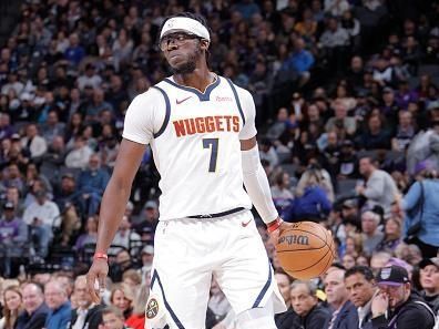 SACRAMENTO, CA - DECEMBER 2: Reggie Jackson #7 of the Denver Nuggets dribbles the ball during the game against the Sacramento Kings on December 2, 2023 at Golden 1 Center in Sacramento, California. NOTE TO USER: User expressly acknowledges and agrees that, by downloading and or using this Photograph, user is consenting to the terms and conditions of the Getty Images License Agreement. Mandatory Copyright Notice: Copyright 2023 NBAE (Photo by Rocky Widner/NBAE via Getty Images)