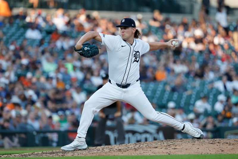 Jun 24, 2024; Detroit, Michigan, USA;  Detroit Tigers relief pitcher Tyler Holton (87) pitches in the fifth inning against the Philadelphia Phillies at Comerica Park. Mandatory Credit: Rick Osentoski-USA TODAY Sports