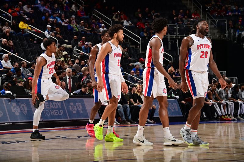 DETROIT, MI - MARCH 7: The Detroit Pistons look on during the game against the Brooklyn Nets on March 7, 2024 at Little Caesars Arena in Detroit, Michigan. NOTE TO USER: User expressly acknowledges and agrees that, by downloading and/or using this photograph, User is consenting to the terms and conditions of the Getty Images License Agreement. Mandatory Copyright Notice: Copyright 2024 NBAE (Photo by Chris Schwegler/NBAE via Getty Images)