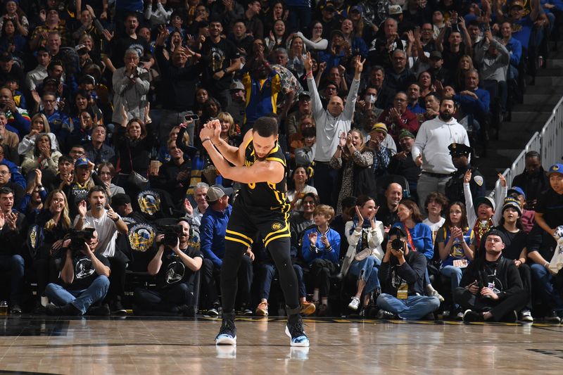 SAN FRANCISCO, CA - MARCH 6:  Stephen Curry #30 of the Golden State Warriors reacts during the game against the Milwaukee Bucks on MARCH 6, 2024 at Chase Center in San Francisco, California. NOTE TO USER: User expressly acknowledges and agrees that, by downloading and or using this photograph, user is consenting to the terms and conditions of Getty Images License Agreement. Mandatory Copyright Notice: Copyright 2024 NBAE (Photo by Noah Graham/NBAE via Getty Images)