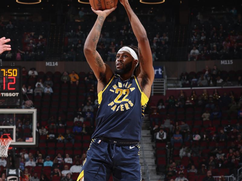 Cleveland, OH - OCTOBER 10: Isaiah Jackson #22 of the Indiana Pacers shoots the ball during the game against the Cleveland Cavaliers during a NBA pre season game on October 10, 2024 at Rocket Mortgage Fieldhouse in Cleveland, Ohio. NOTE TO USER: User expressly acknowledges and agrees that, by downloading and or using this photograph, User is consenting to the terms and conditions of the Getty Images License Agreement. Mandatory Copyright Notice: Copyright 2024 NBAE (Photo by Jeff Haynes/NBAE via Getty Images)