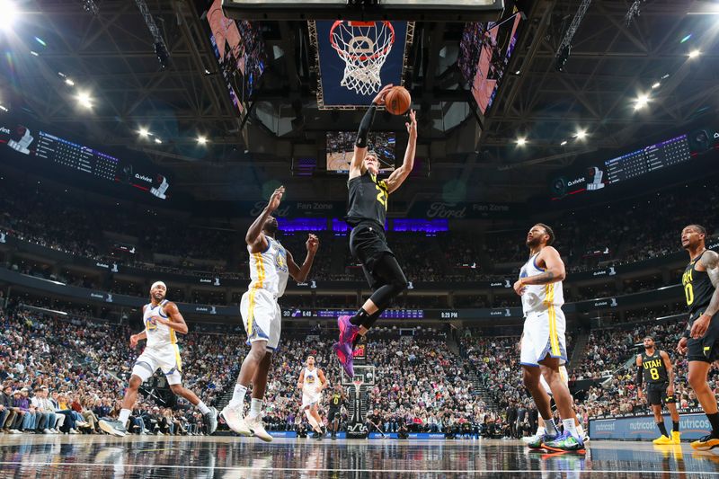 SALT LAKE CITY, UT - OCTOBER 25: Lauri Markkanen #23 of the Utah Jazz shoots the ball during the game on October 25, 2024 at Delta Center in Salt Lake City, Utah. NOTE TO USER: User expressly acknowledges and agrees that, by downloading and or using this Photograph, User is consenting to the terms and conditions of the Getty Images License Agreement. Mandatory Copyright Notice: Copyright 2024 NBAE (Photo by Melissa Majchrzak/NBAE via Getty Images)