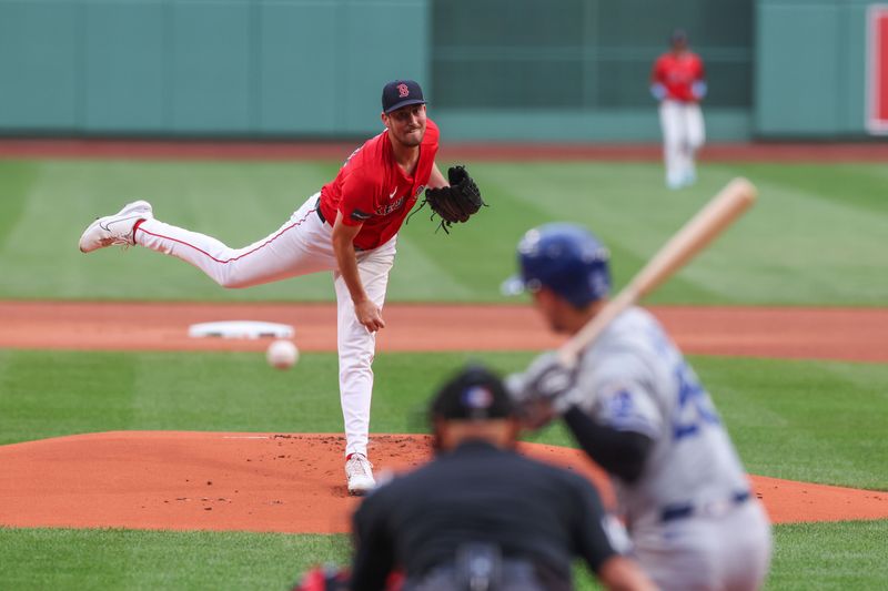 Jul 12, 2024; Boston, Massachusetts, USA; Boston Red Sox starting pitcher Cooper Criswell (64) throws a pitch during the first inning against the Kansas City Royals at Fenway Park. Mandatory Credit: Paul Rutherford-USA TODAY Sports