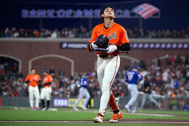 Apr 25, 2025; San Francisco, California, USA; Texas Rangers pitcher Tyler Mahle (51) reacts to striking out to end the third inning against the Texas Rangers at Oracle Park. Mandatory Credit: D. Ross Cameron-Imagn Images