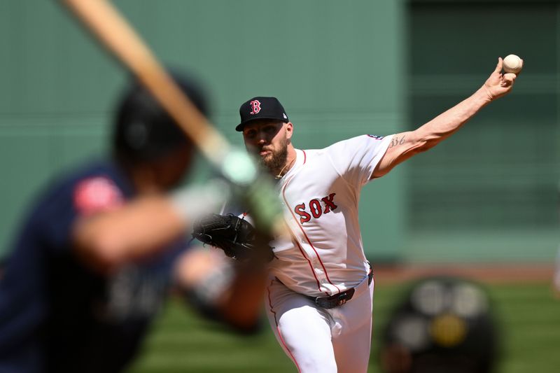 Apr 24, 2025; Boston, Massachusetts, USA; Boston Red Sox starting pitcher Garrett Crochet (35) pitches against the Seattle Mariners during the first inning at Fenway Park. Mandatory Credit: Brian Fluharty-Imagn Images