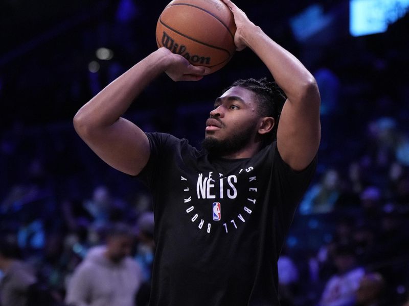 BROOKLYN, NY - NOVEMBER 3: Cam Thomas #24 of the Brooklyn Nets warms up before the game against the Detroit Pistons on November 3, 2024 at Barclays Center in Brooklyn, New York. NOTE TO USER: User expressly acknowledges and agrees that, by downloading and or using this Photograph, user is consenting to the terms and conditions of the Getty Images License Agreement. Mandatory Copyright Notice: Copyright 2024 NBAE (Photo by Jesse D. Garrabrant/NBAE via Getty Images)