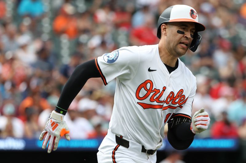 Aug 28, 2025; Baltimore, Maryland, USA; Baltimore Orioles outfielder Dylan Carlson (15) runs the bases after hitting a double during the ninth inning against the Boston Red Sox at Oriole Park at Camden Yards. Mandatory Credit: Daniel Kucin Jr.-Imagn Images Aug 28, 2025; Baltimore, Maryland, USA; Baltimore Orioles outfielder Dylan Carlson (15) runs the bases after hitting a double during the ninth inning against the Boston Red Sox at Oriole Park at Camden Yards. Mandatory Credit: Daniel Kucin Jr.-Imagn Images