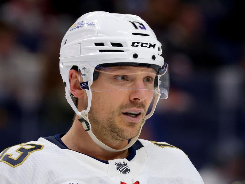 Feb 15, 2024; Buffalo, New York, USA;  Florida Panthers center Sam Reinhart (13) during the third period against the Buffalo Sabres at KeyBank Center. Mandatory Credit: Timothy T. Ludwig-USA TODAY Sports