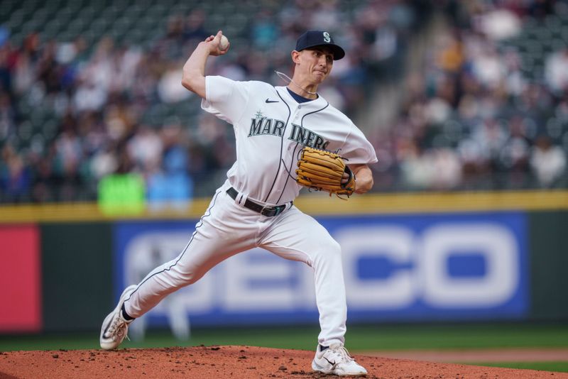 Apr 21, 2023; Seattle, Washington, USA; Seattle Mariners starter George Kirby (68) delivers a pitch during the second inning against the St. Louis Cardinals at T-Mobile Park. Mandatory Credit: Stephen Brashear-USA TODAY Sports