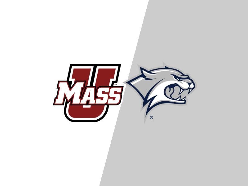 UMass Minutemen open and close at Whittemore Center Arena as the New Hampshire Wildcats fade in...