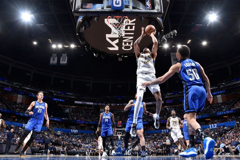 ORLANDO, FL - MARCH 10: Obi Toppin #1 of the Indiana Pacers goes to the basket during the game on March 10, 2024 at Amway Center in Orlando, Florida. NOTE TO USER: User expressly acknowledges and agrees that, by downloading and or using this photograph, User is consenting to the terms and conditions of the Getty Images License Agreement. Mandatory Copyright Notice: Copyright 2024 NBAE (Photo by Fernando Medina/NBAE via Getty Images)