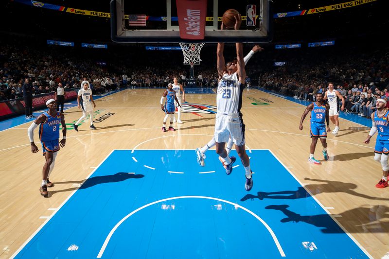 OKLAHOMA CITY, OK - NOVEMBER 4:  Tristan da Silva #23 of the Orlando Magic shoots the ball during the game against the Oklahoma City Thunder on November 4, 2024 at Paycom Center in Oklahoma City, Oklahoma. NOTE TO USER: User expressly acknowledges and agrees that, by downloading and or using this photograph, User is consenting to the terms and conditions of the Getty Images License Agreement. Mandatory Copyright Notice: Copyright 2024 NBAE (Photo by Zach Beeker/NBAE via Getty Images)