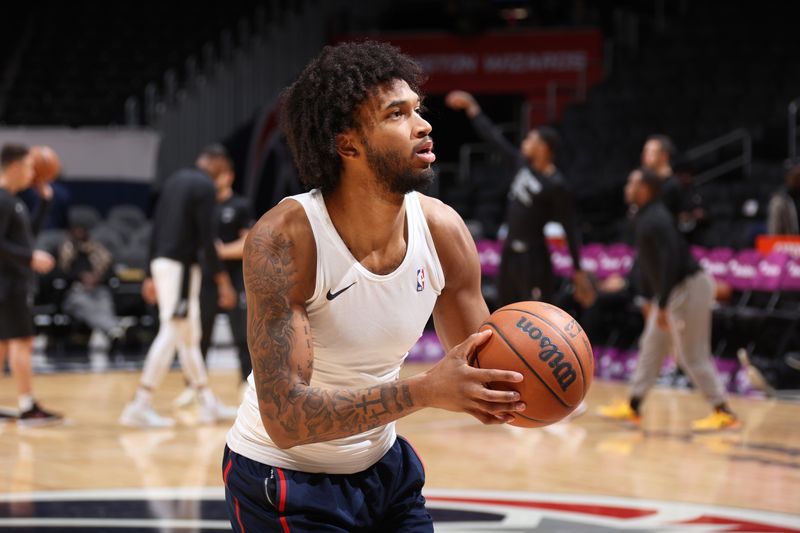 WASHINGTON, DC -? JANUARY 20: Marvin Bagley III #35 of the Washington Wizards warms up before the game against the San Antonio Spurs on January 20, 2024 at Capital One Arena in Washington, DC. NOTE TO USER: User expressly acknowledges and agrees that, by downloading and or using this Photograph, user is consenting to the terms and conditions of the Getty Images License Agreement. Mandatory Copyright Notice: Copyright 2024 NBAE (Photo by Stephen Gosling/NBAE via Getty Images)