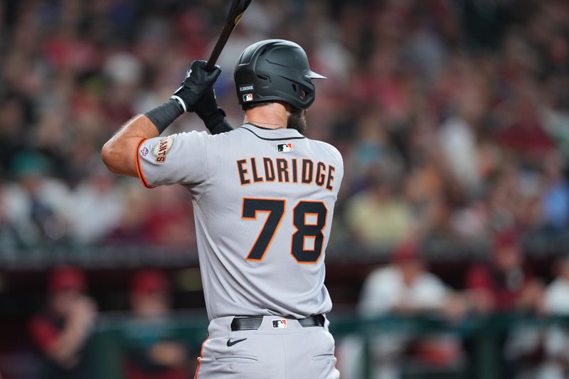 Sep 15, 2025; Phoenix, Arizona, USA; San Francisco Giants first base Bryce Eldridge (78) bats during his MLB debut Arizona Diamondbacks during the fourth inning at Chase Field. Mandatory Credit: Joe Camporeale-Imagn Images