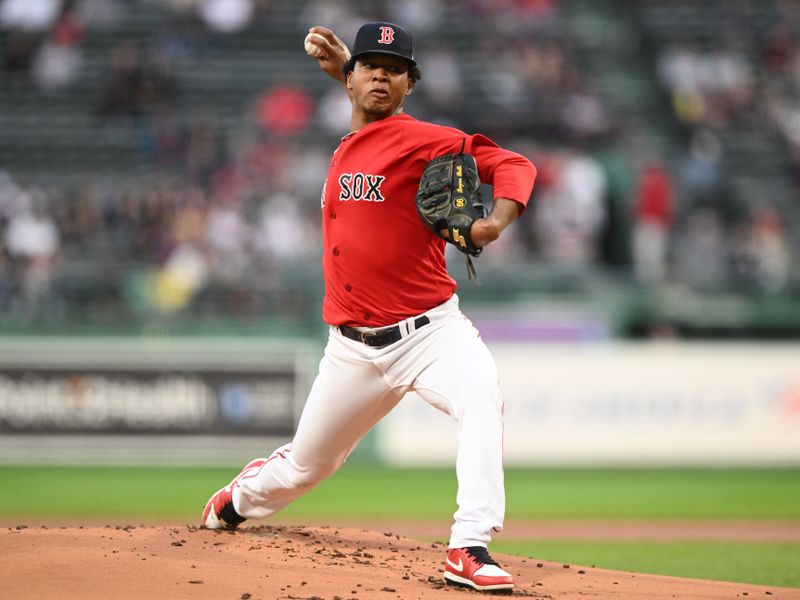 Sep 27, 2023; Boston, Massachusetts, USA; Boston Red Sox starting pitcher Brayan Bello (66) pitches against the Tampa Bay Rays during the first inning at Fenway Park. Mandatory Credit: Brian Fluharty-USA TODAY Sports