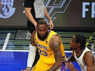 LAS VEGAS, NV - DECEMBER 9:  LeBron James #23 of the Los Angeles Lakers handles the ball during the game against the Indiana Pacers during the In-Season Tournament Championship game on December 9, 2023 at T-Mobile Arena in Las Vegas, Nevada. NOTE TO USER: User expressly acknowledges and agrees that, by downloading and or using this photograph, User is consenting to the terms and conditions of the Getty Images License Agreement. Mandatory Copyright Notice: Copyright 2023 NBAE (Photo by Garrett Ellwood/NBAE via Getty Images)