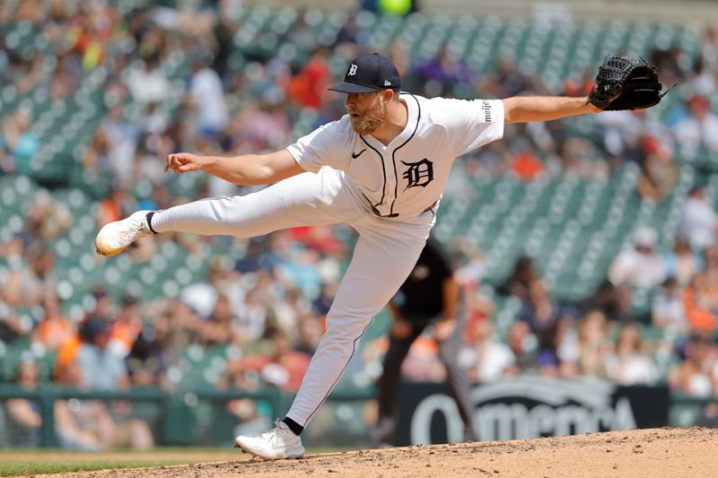 May 1, 2024; Detroit, Michigan, USA; Detroit Tigers relief pitcher Will Vest (19) pitches in the seventh inning against the St. Louis Cardinals at Comerica Park. Mandatory Credit: Rick Osentoski-USA TODAY Sports