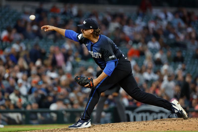 May 10, 2024; Detroit, Michigan, USA;  Detroit Tigers relief pitcher Jason Foley (68) pitches in the eighth inning against the Houston Astros at Comerica Park. Mandatory Credit: Rick Osentoski-USA TODAY Sports