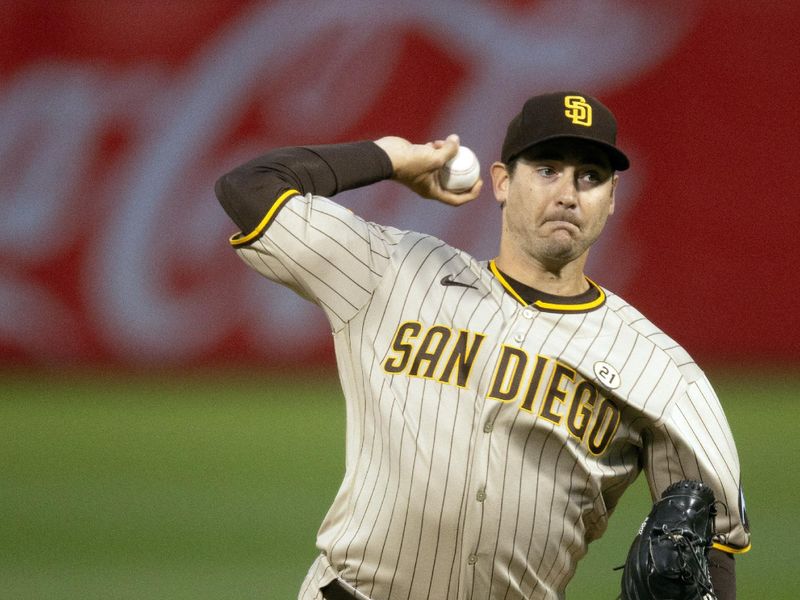 Sep 15, 2023; Oakland, California, USA; San Diego Padres starting pitcher Seth Lugo delivers a pitch against the Oakland Athletics during the second inning at Oakland-Alameda County Coliseum. Mandatory Credit: D. Ross Cameron-USA TODAY Sports