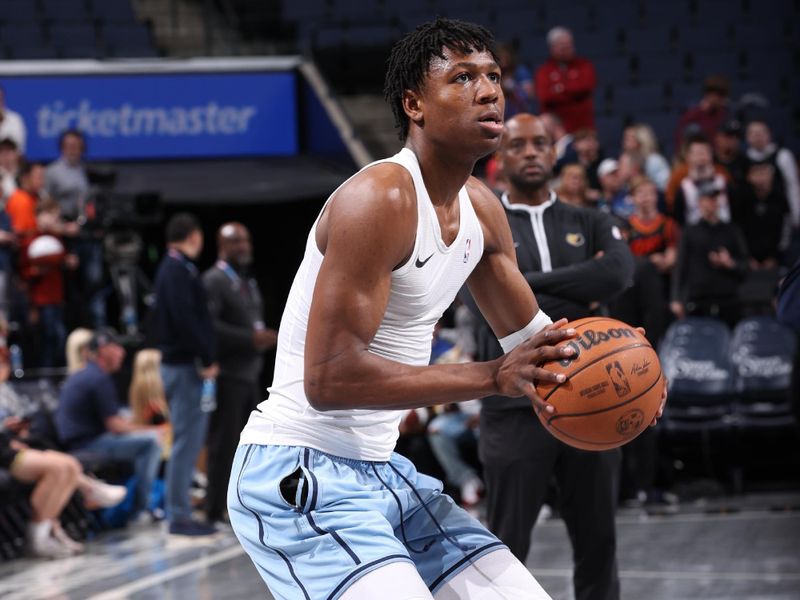 MEMPHIS, TN - MARCH 16:  GG Jackson #45 of the Memphis Grizzlies warms up before the game against the Oklahoma City Thunder on March 16, 2024 at FedExForum in Memphis, Tennessee. NOTE TO USER: User expressly acknowledges and agrees that, by downloading and or using this photograph, User is consenting to the terms and conditions of the Getty Images License Agreement. Mandatory Copyright Notice: Copyright 2024 NBAE (Photo by Joe Murphy/NBAE via Getty Images)