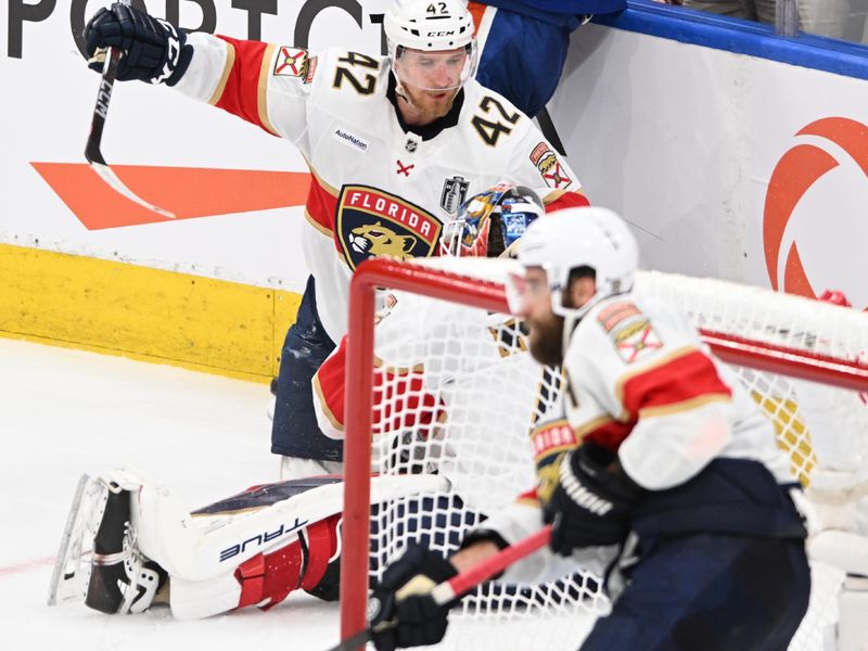 June 21, 2024; Edmonton, Alberta, CAN; Edmonton Oilers left wing Zach Hyman (18) celebrates after scoring a goal against the Florida Panthers in the second period in game six of the 2024 Stanley Cup Final at Rogers Place. Mandatory Credit: Walter Tychnowicz-USA TODAY Sports