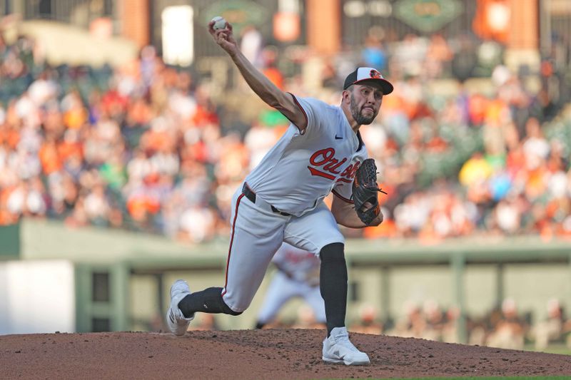 May 28, 2024; Baltimore, Maryland, USA; Baltimore Orioles pitcher Grayson Rodriguez (30) delivers in the second inning against the Boston Red Sox at Oriole Park at Camden Yards. Mandatory Credit: Mitch Stringer-USA TODAY Sports