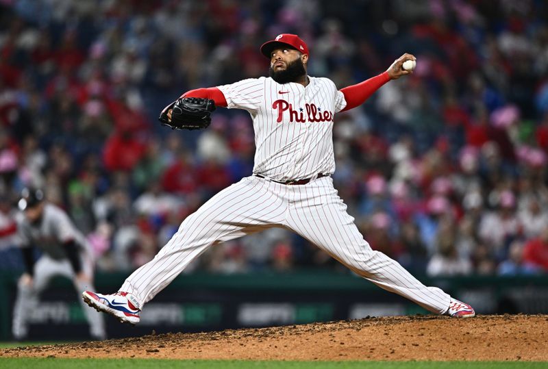 May 5, 2024; Philadelphia, Pennsylvania, USA; Philadelphia Phillies relief pitcher Jose Alvarado (46) throws a pitch against the San Francisco Giants in the ninth inning at Citizens Bank Park. Mandatory Credit: Kyle Ross-USA TODAY Sports