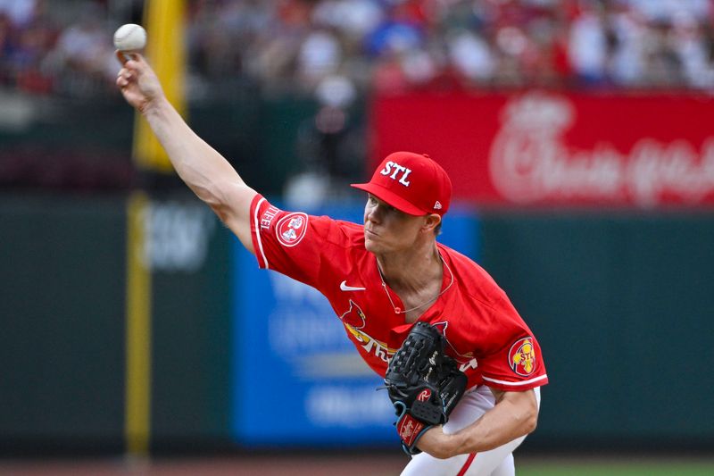 Jul 12, 2024; St. Louis, Missouri, USA;  St. Louis Cardinals starting pitcher Sonny Gray (54) pitches against the Chicago Cubs during the first inning at Busch Stadium. Mandatory Credit: Jeff Curry-USA TODAY Sports