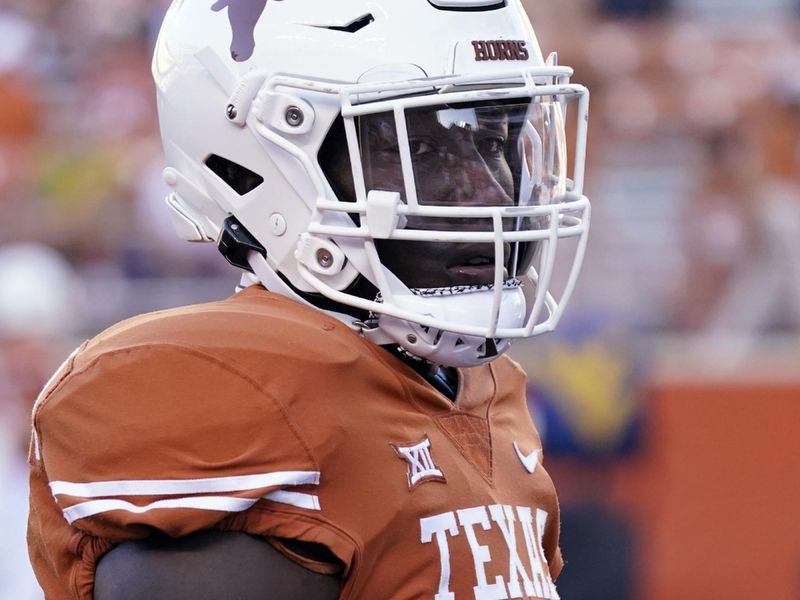 Oct 1, 2022; Austin, Texas, USA; Texas Longhorns linebacker DeMarvion Overshown (0) looks on before a game against the West Virginia Mountaineers at Darrell K Royal-Texas Memorial Stadium. Mandatory Credit: Scott Wachter-USA TODAY Sports