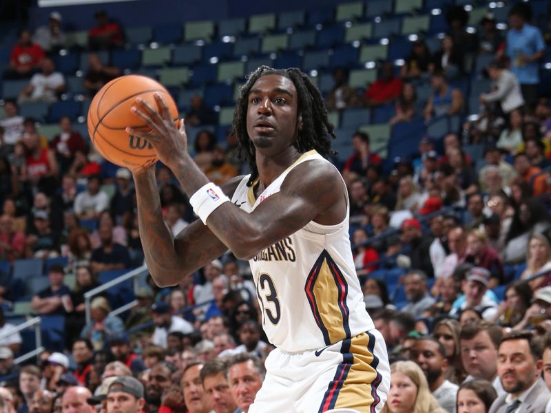 NEW ORLEANS, LA - OCTOBER 10: Kira Lewis Jr. #13 of the New Orleans Pelicans handles the ball during the game against the Orlando Magic on October 10, 2023 at the Smoothie King Center in New Orleans, Louisiana. NOTE TO USER: User expressly acknowledges and agrees that, by downloading and or using this Photograph, user is consenting to the terms and conditions of the Getty Images License Agreement. Mandatory Copyright Notice: Copyright 2023 NBAE (Photo by Layne Murdoch Jr./NBAE via Getty Images)