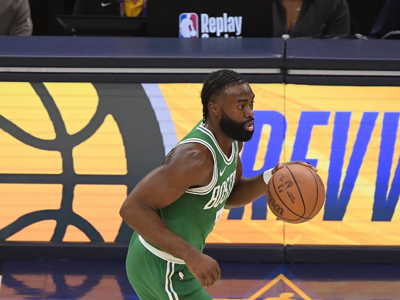 INDIANAPOLIS, IN - MAY 27:  Jaylen Brown #7 of the Boston Celtics handles the ball during the game  against the Indiana Pacers  during Game 4 of the Eastern Conference Finals of the 2024 NBA Playoffs on May 27, 2024 at Gainbridge Fieldhouse in Indianapolis, Indiana. NOTE TO USER: User expressly acknowledges and agrees that, by downloading and or using this Photograph, user is consenting to the terms and conditions of the Getty Images License Agreement. Mandatory Copyright Notice: Copyright 2024 NBAE (Photo by Brian Babineau/NBAE via Getty Images)