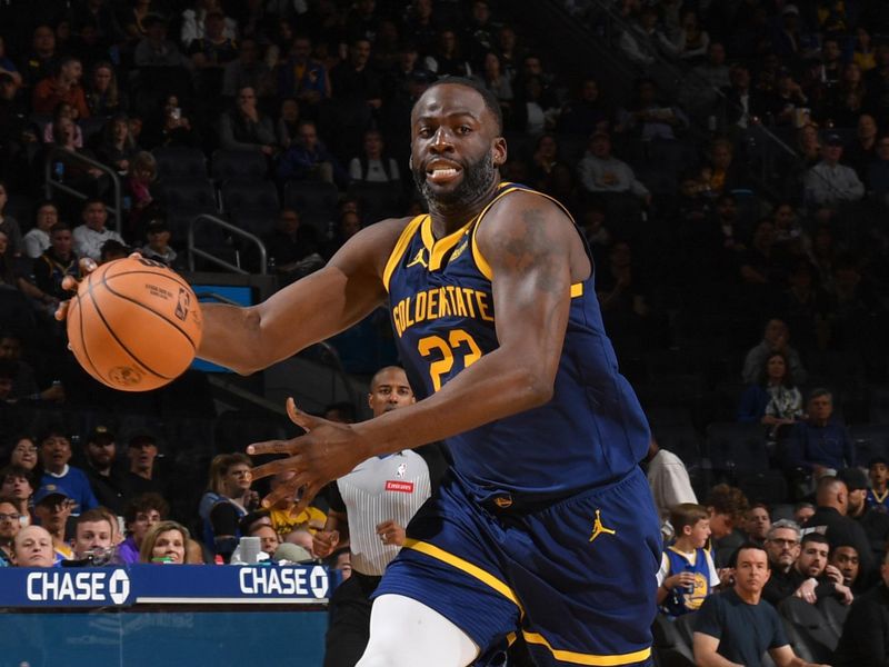 SAN FRANCISCO, CA - APRIL 12: Draymond Green #23 of the Golden State Warriors handles the ball during the game   on April 12, 2024 at Chase Center in San Francisco, California. NOTE TO USER: User expressly acknowledges and agrees that, by downloading and or using this photograph, user is consenting to the terms and conditions of Getty Images License Agreement. Mandatory Copyright Notice: Copyright 2024 NBAE (Photo by Noah Graham/NBAE via Getty Images)