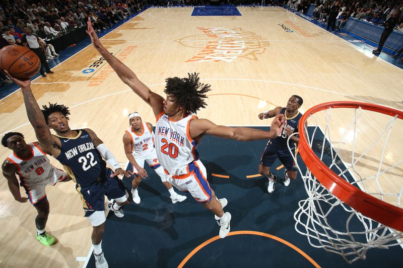 NEW YORK, NY - DECEMBER 1: Elfrid Payton #22 of the New Orleans Pelicans shoots the ball during the game against the New York Knicks on December 1, 2024 at Madison Square Garden in New York City, New York.  NOTE TO USER: User expressly acknowledges and agrees that, by downloading and or using this photograph, User is consenting to the terms and conditions of the Getty Images License Agreement. Mandatory Copyright Notice: Copyright 2024 NBAE  (Photo by Nathaniel S. Butler/NBAE via Getty Images)