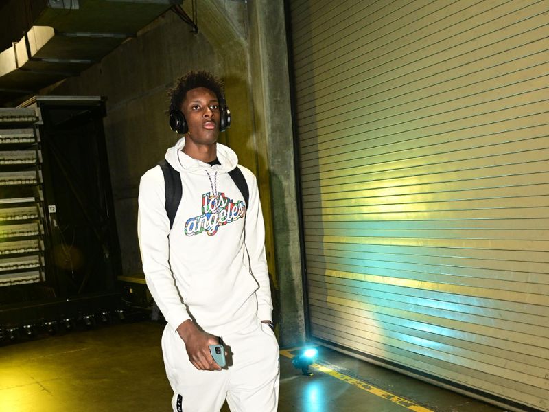LOS ANGELES, CA - MARCH 18: Moussa Diabate #25 of the LA Clippers arrives to the arena prior to the game against the Orlando Magic on March 18, 2023 at Crypto.Com Arena in Los Angeles, California. NOTE TO USER: User expressly acknowledges and agrees that, by downloading and/or using this Photograph, user is consenting to the terms and conditions of the Getty Images License Agreement. Mandatory Copyright Notice: Copyright 2023 NBAE (Photo by Adam Pantozzi/NBAE via Getty Images)