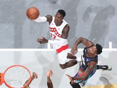 BROOKLYN, NY - NOVEMBER 28: Dennis Schroder #17 of the Toronto Raptors drives to the basket during the game against the Brooklyn Nets during the In-Season Tournament on November 28, 2023 at Barclays Center in Brooklyn, New York. NOTE TO USER: User expressly acknowledges and agrees that, by downloading and or using this Photograph, user is consenting to the terms and conditions of the Getty Images License Agreement. Mandatory Copyright Notice: Copyright 2023 NBAE (Photo by Nathaniel S. Butler/NBAE via Getty Images)