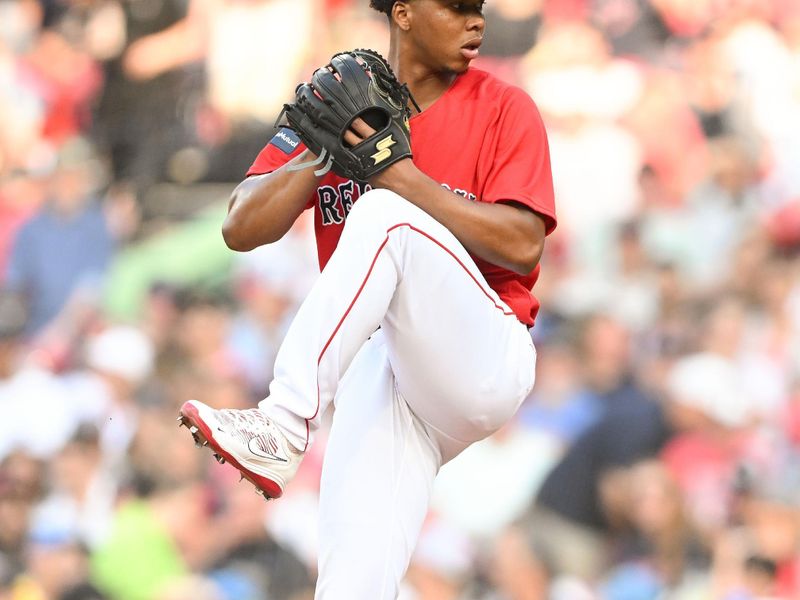 Jun 29, 2023; Boston, Massachusetts, USA; Boston Red Sox starting pitcher Brayan Bello (66) pitches against the Miami Marlins during the fourth inning at Fenway Park. Mandatory Credit: Brian Fluharty-USA TODAY Sports