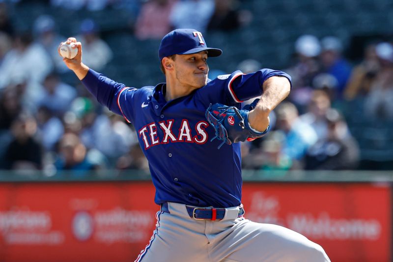 May 24, 2025; Chicago, Illinois, USA; Texas Rangers starting pitcher Jack Leiter (35) delivers a pitch against the Chicago White Sox during the first inning at Rate Field. Mandatory Credit: Kamil Krzaczynski-Imagn Images
