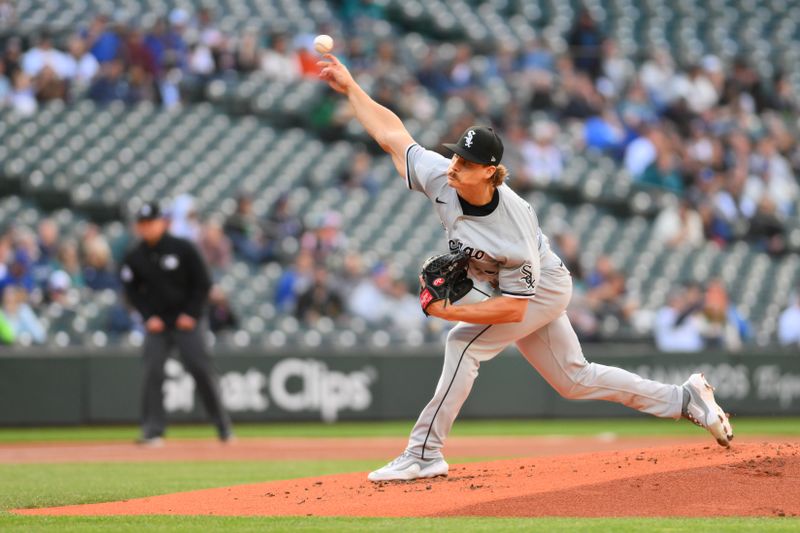 Jun 11, 2024; Seattle, Washington, USA; Chicago White Sox starting pitcher Drew Thorpe (33) pitches to the Seattle Mariners during the first inning at T-Mobile Park. Mandatory Credit: Steven Bisig-USA TODAY Sports