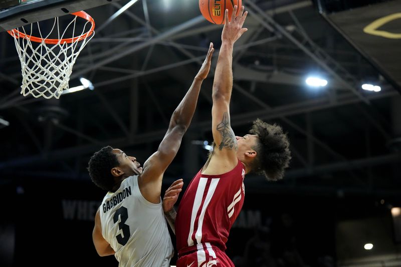 Jan 22, 2023; Boulder, Colorado, USA; Washington State Cougars forward DJ Rodman (11) shoots over Colorado Buffaloes guard Jalen Gabbidon (3)  in the second half at the CU Events Center. Mandatory Credit: Ron Chenoy-USA TODAY Sports