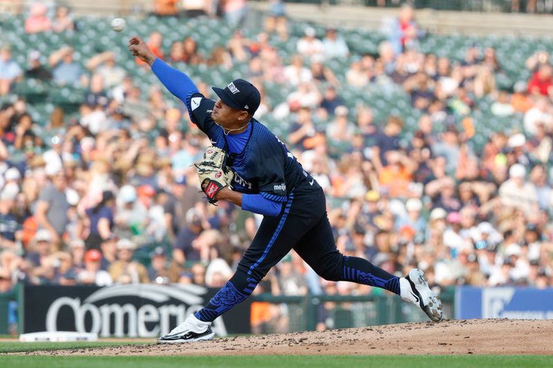 Jul 26, 2024; Detroit, Michigan, USA; Detroit Tigers pitcher Keider Montero (54) throws during the second inning of the game against the Minnesota Twins at Comerica Park. Mandatory Credit: Brian Bradshaw Sevald-USA TODAY Sports