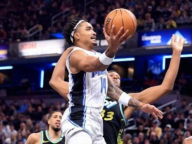 INDIANAPOLIS, INDIANA - DECEMBER 23: Gary Harris #14 of the Orlando Magic takes a shot during the first half in the game against the Indiana Pacers at Gainbridge Fieldhouse on December 23, 2023 in Indianapolis, Indiana. NOTE TO USER: User expressly acknowledges and agrees that, by downloading and or using this photograph, User is consenting to the terms and conditions of the Getty Images License Agreement. (Photo by Justin Casterline/Getty Images)