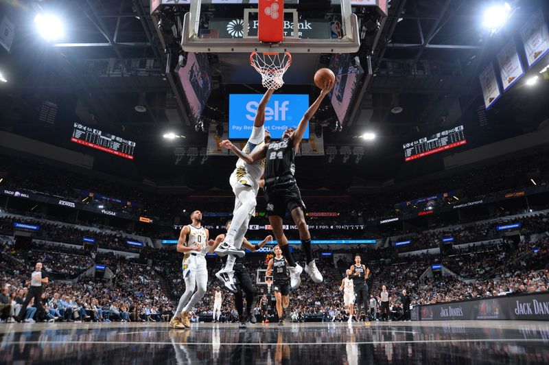 SAN ANTONIO, TX - MARCH 3: Devin Vassell #24 of the San Antonio Spurs drives to the basket during the game against the Indiana Pacers on March 3, 2024 at the Frost Bank Center in San Antonio, Texas. NOTE TO USER: User expressly acknowledges and agrees that, by downloading and or using this photograph, user is consenting to the terms and conditions of the Getty Images License Agreement. Mandatory Copyright Notice: Copyright 2024 NBAE (Photos by Michael Gonzales/NBAE via Getty Images)