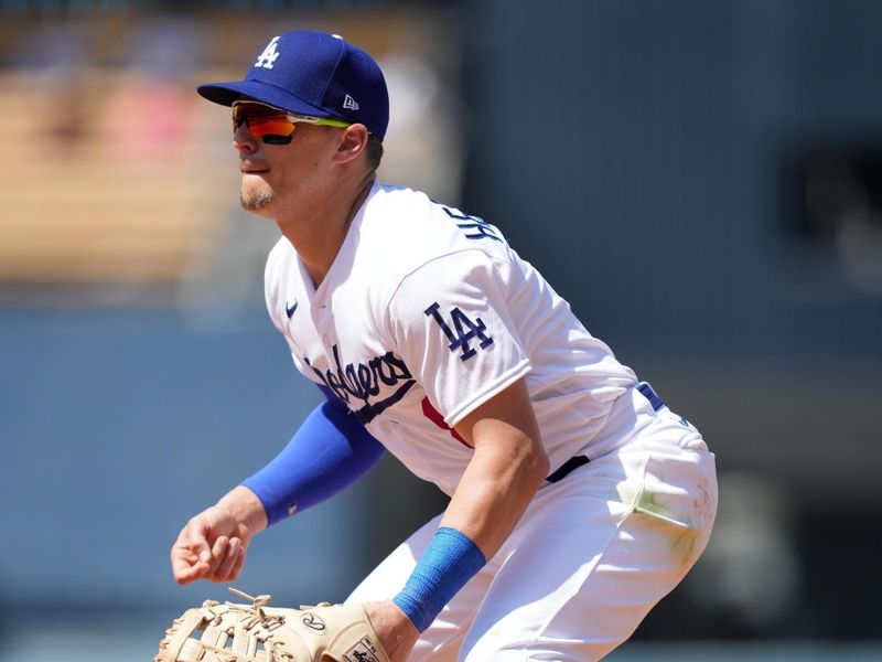 Jul 30, 2023; Los Angeles, California, USA; Los Angeles Dodgers shortstop Enrique Hernandez (8) during a game against the Cincinnati Reds at Dodger Stadium. Mandatory Credit: Kirby Lee-USA TODAY Sports