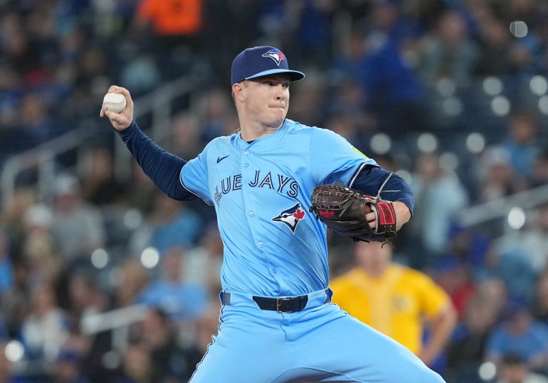 May 31, 2025; Toronto, Ontario, CAN; Toronto Blue Jays starting pitcher Braydon Fisher (63) throws a pitch against the Athletics during the first inning at Rogers Centre. Mandatory Credit: Nick Turchiaro-Imagn Images