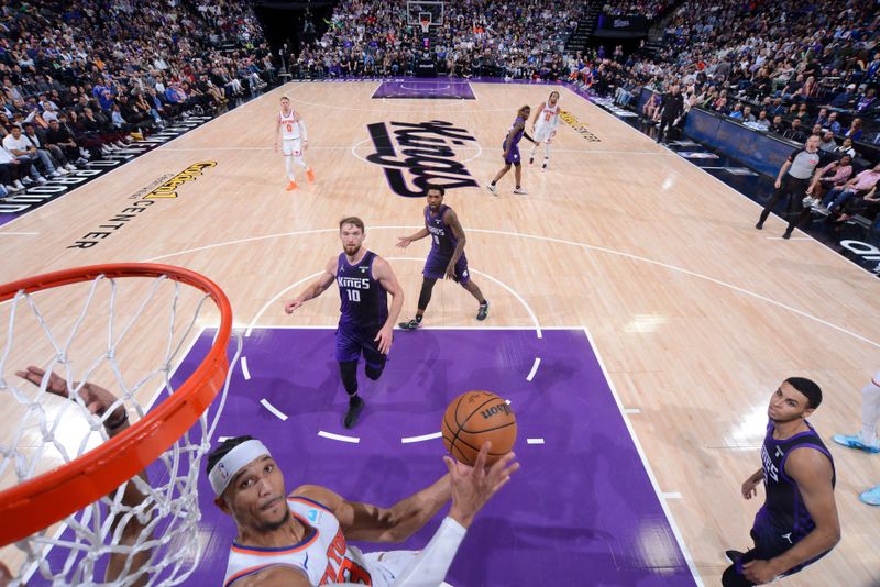 SACRAMENTO, CA - MARCH 16: Josh Hart #3 of the New York Knicks drives to the basket during the game against the Sacramento Kings on March 16, 2024 at Golden 1 Center in Sacramento, California. NOTE TO USER: User expressly acknowledges and agrees that, by downloading and or using this Photograph, user is consenting to the terms and conditions of the Getty Images License Agreement. Mandatory Copyright Notice: Copyright 2024 NBAE (Photo by Rocky Widner/NBAE via Getty Images)