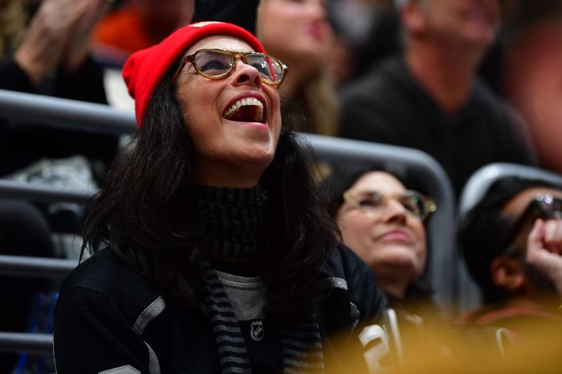 Dec 30, 2023; Los Angeles, California, USA; Actress Sarah Silverman attends the game between the Los Angeles Kings and Edmonton Oilers during the second period at Crypto.com Arena. Mandatory Credit: Gary A. Vasquez-USA TODAY Sports