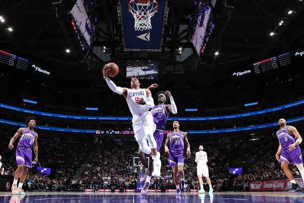 SALT LAKE CITY, UT - DECEMBER 8: Russell Westbrook #0 of the LA Clippers drives to the basket during the game against the Utah Jazz on December 8, 2023 at vivint.SmartHome Arena in Salt Lake City, Utah. NOTE TO USER: User expressly acknowledges and agrees that, by downloading and or using this Photograph, User is consenting to the terms and conditions of the Getty Images License Agreement. Mandatory Copyright Notice: Copyright 2023 NBAE (Photo by Melissa Majchrzak/NBAE via Getty Images)