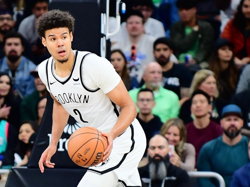 AUSTIN, TX - MARCH 17: Cameron Johnson #2 of the Brooklyn Nets handles the ball during the game against the San Antonio Spurs on March 17, 2024 at the Moody Center in Austin, Texas. NOTE TO USER: User expressly acknowledges and agrees that, by downloading and or using this photograph, user is consenting to the terms and conditions of the Getty Images License Agreement. Mandatory Copyright Notice: Copyright 2024 NBAE (Photos by Michael Gonzales/NBAE via Getty Images)